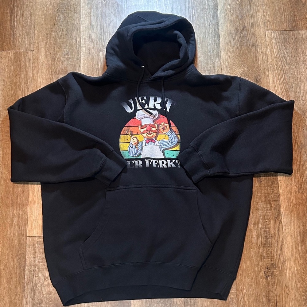 Lane Seven Swedish Chef Vert Der Ferk Hoodie Black XL LS14001 Meme Graphic Retro